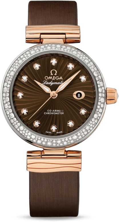 Omega,LadyMatic 34mm,34mm,Red Gold,Stainless Steel,Brown,Automatic,Date,Zodiac Indications,Co-Axial Escapement,425,425.27.34.20.63.001