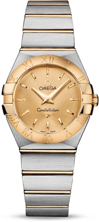 Omega,Constellation 27mm,27mm,Yellow Gold,Stainless Steel,Champagne,Quartz,30000hours,In-house Caliber,123,123.20.27.60.08.001