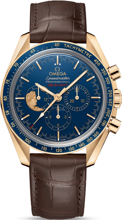 Omega,Speedmaster 42mm,42mm,Yellow Gold,Blue,Handwound,Chronograph,48hours,311,311.63.42.30.03.001