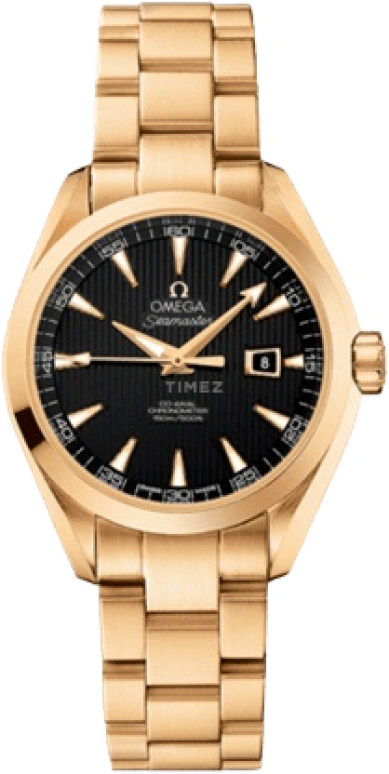 Omega,Aqua Terra 34mm,34mm,Yellow Gold,Black,Automatic,Date,Co-Axial Escapement,231,231.50.34.20.01.001