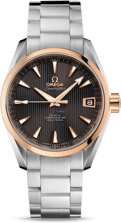 欧米茄,海马AQUA TERRA 150米 38.50毫米,38.50毫米,红金,不锈钢,灰色,自动上弦,星期历,同轴擒纵系统,231,231.20.39.21.06.003