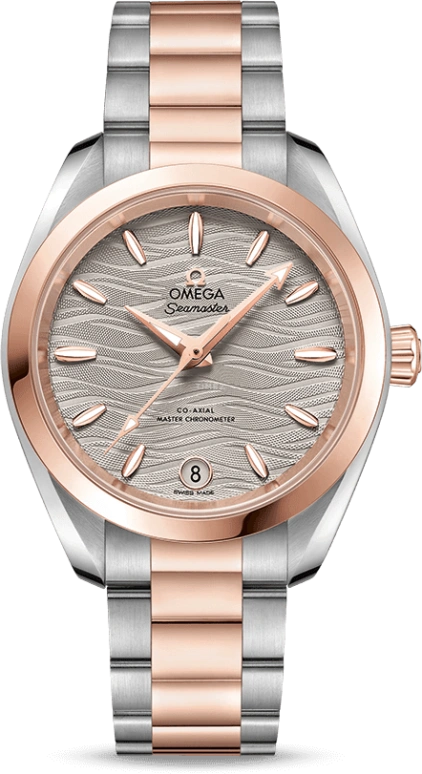 欧米茄,海马AQUA TERRA 150米 34毫米,34毫米,Sedna® 红金,不锈钢,灰色,自动上弦,星期历,同轴擒纵系统,220,220.20.34.20.06.001
