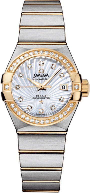 Omega,Constellation 27mm,27mm,Yellow Gold,Stainless Steel,White,Automatic,Day,50hours,123,123.25.27.20.55.002