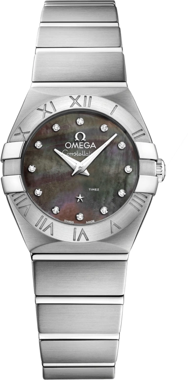 Omega,Constellation 24mm,24mm,Stainless Steel,Black,Quartz,30000hours,In-house Caliber,123,123.10.24.60.57.003