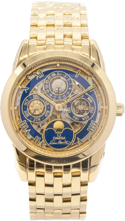 Omega,Louis Brandt 35mm,35mm,Yellow Gold,Blue,Automatic,Moonphase,Perpetual Calendar,Month,Date,Sapphire,Crystal Glass,Round,5349,5349.80.00