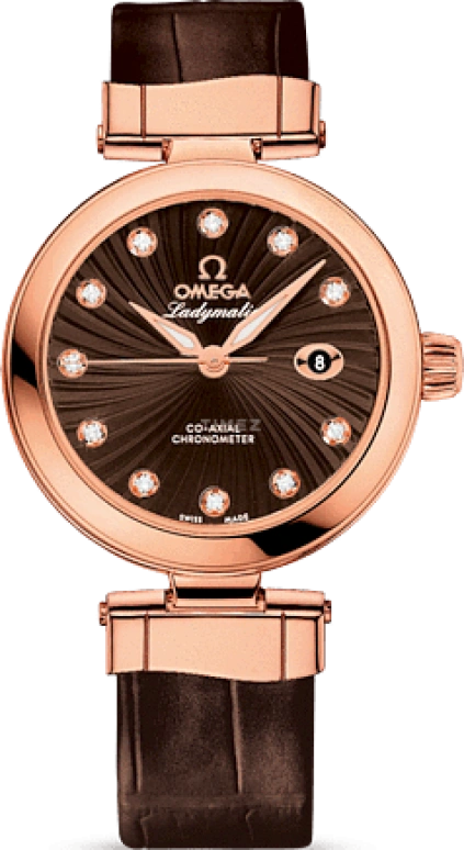 Omega,LadyMatic 34mm,34mm,Red Gold,Brown,Automatic,Day,50hours,425,425.63.34.20.63.001