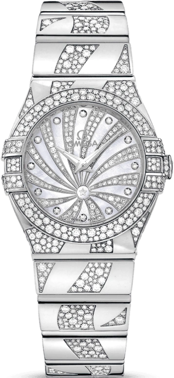 Omega,Constellation 27mm,27mm,White Gold,Silver,Quartz,30000hours,In-house Caliber,123,123.55.27.60.55.012