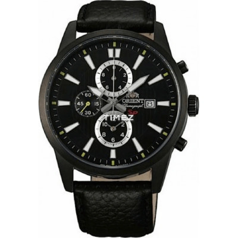 Orient,Sports 43mm,43mm,Stainless Steel,Titanium,Black,Quartz,Chronograph,Day,STT12002B0