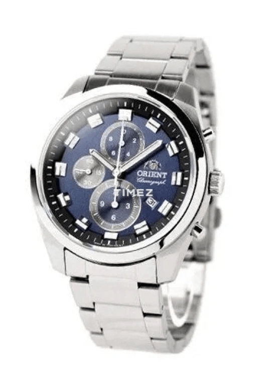 Orient,Other 43mm,43mm,Stainless Steel,Blue,Quartz,Chronograph,Day,TT0U002D