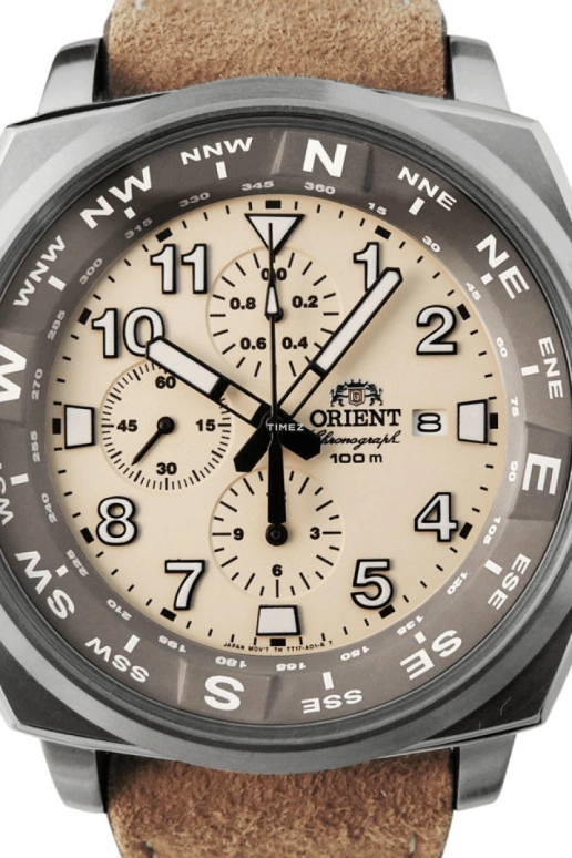 Orient,Sports 45.50mm,45.50mm,Stainless Steel,White,Cream,Quartz,Chronograph,Day,FTT17005Y