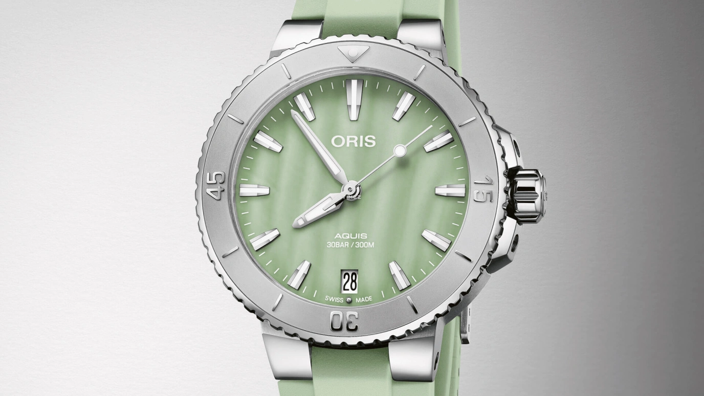 豪利时,Aquis 36.50毫米,36.50毫米,不锈钢,绿色,自动上弦,日历,蓝宝石,水晶玻璃,01 733 7770 4157,01 733 7770 4157-07 4 18 67FC