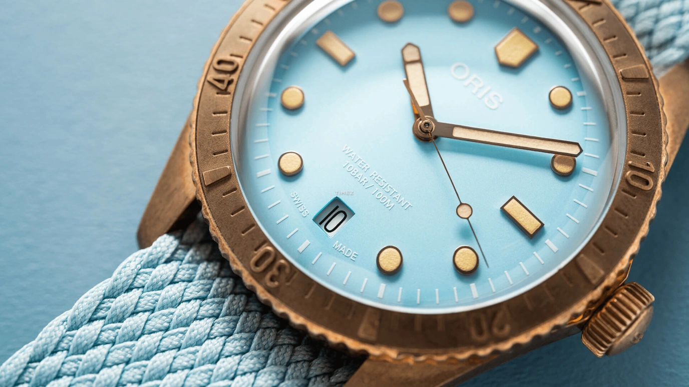 Oris,Divers 65 38mm,38mm,Bronze,Blue,Automatic,Day,38hours,01 733 7771 3155,01 733 7771 3155-07 3 19 02BRS