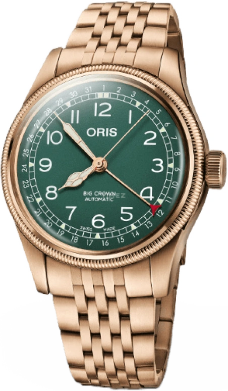 Oris,Big Crown 40mm,40mm,Bronze,Stainless Steel,Green,Automatic,Date,38hours,01 754 7741 3167,01 754 7741 3167-07 8 20 01