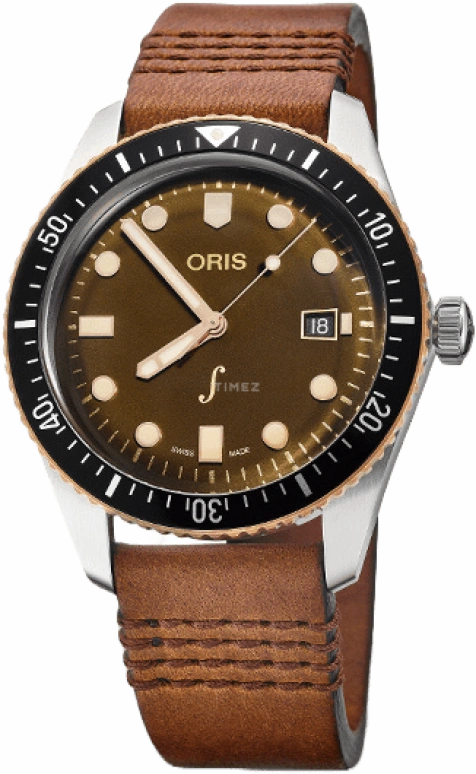 Oris,Divers 65 42mm,42mm,Stainless Steel,Brown,Automatic,Day,38hours,01 733 7720 4388,01 733 7720 4388-SET LS