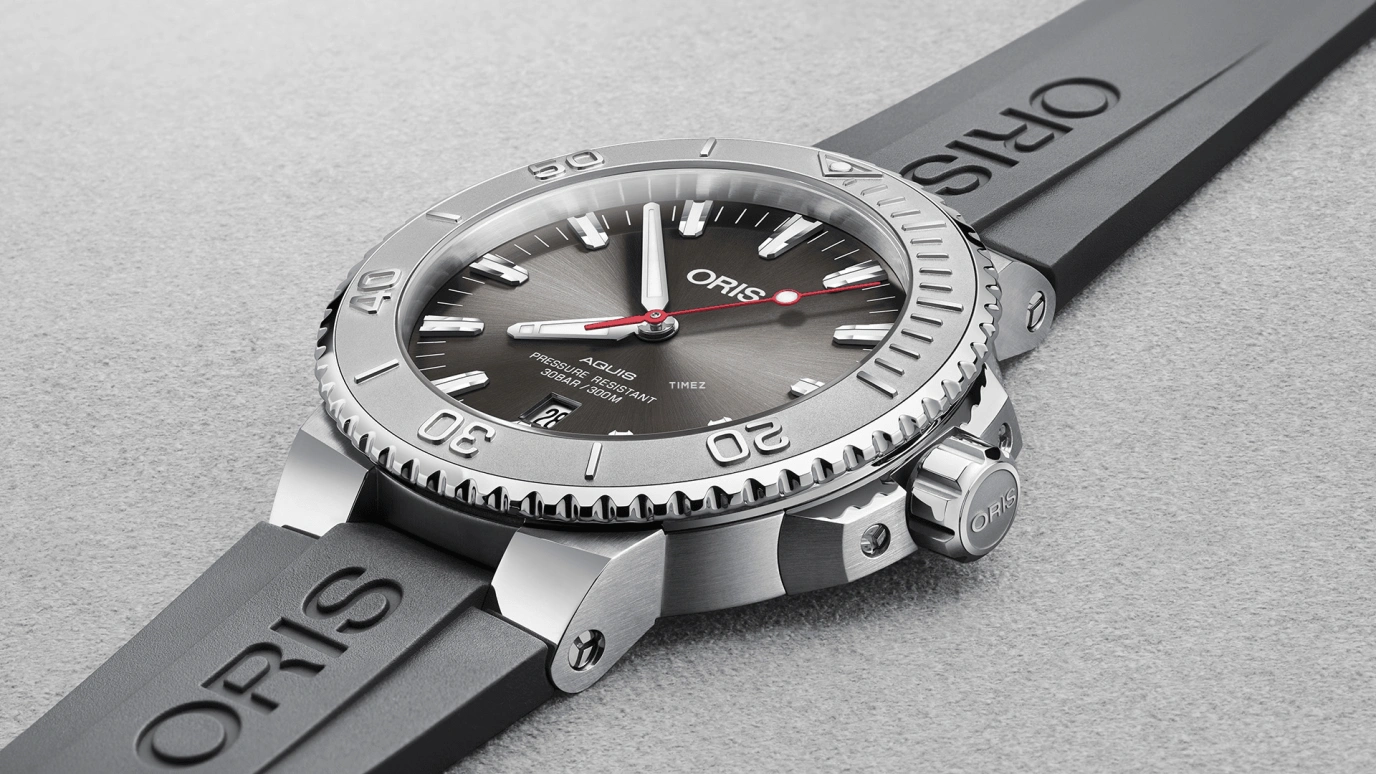 豪利时,Aquis 43.50毫米,43.50毫米,不锈钢,灰色,自动上弦,日历,蓝宝石,水晶玻璃,01 733 7730 4153,01 733 7730 4153-07 4 24 63EB