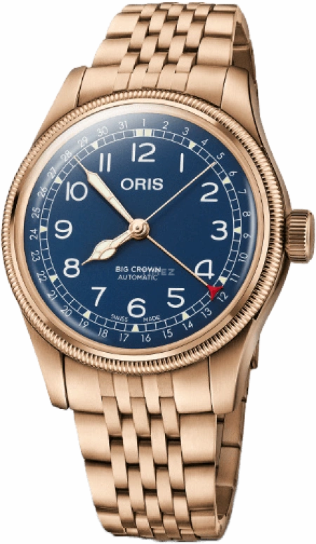 Oris,Big Crown 40mm,40mm,Bronze,Stainless Steel,Blue,Automatic,Date,38hours,01 754 7741 3165,01 754 7741 3165-07 8 20 01