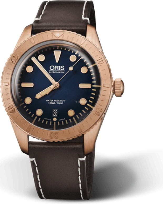 Oris,Divers 65 42mm,42mm,Bronze,Dark Blue,Automatic,Day,38hours,01 733 7720 3185,01 733 7720 3185-SET LS