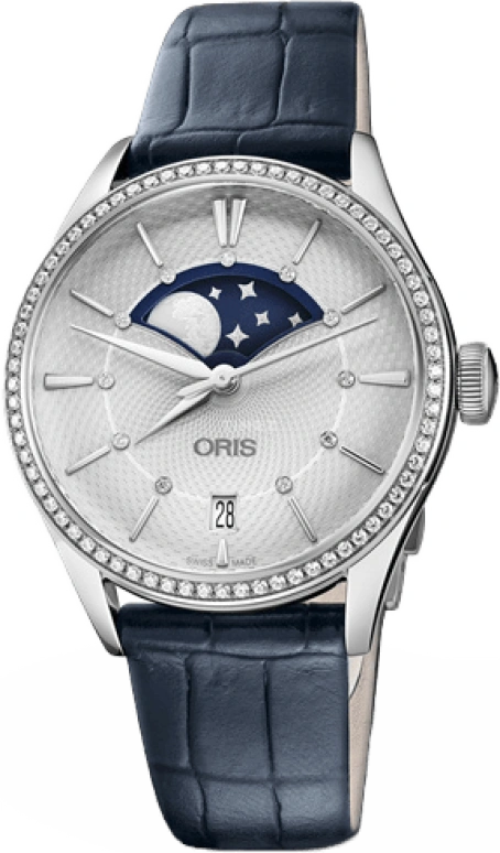 Oris,Artelier 36mm,36mm,Stainless Steel,Silver,Automatic,Moonphase,Day,01 763 7723 4951,01 763 7723 4951-07 5 18 66FC