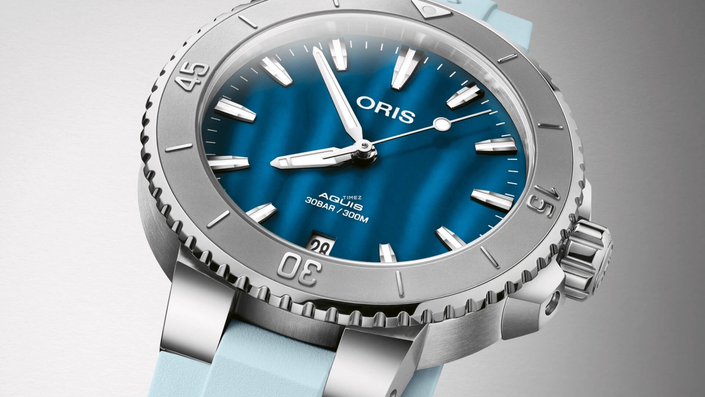 豪利时,Aquis 36.50毫米,36.50毫米,不锈钢,蓝色,自动上弦,日历,蓝宝石,水晶玻璃,01 733 7770 4155,01 733 7770 4155-07 4 18 65FC