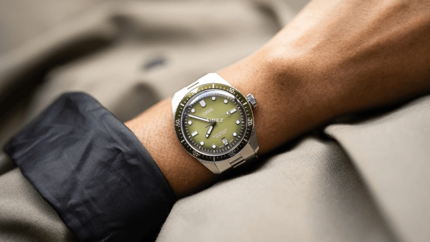 Oris,Divers 40mm,40mm,Stainless Steel,Green,Automatic,Day,41hours,01 733 7707 4057,01 733 7707 4057-07 8 20 18