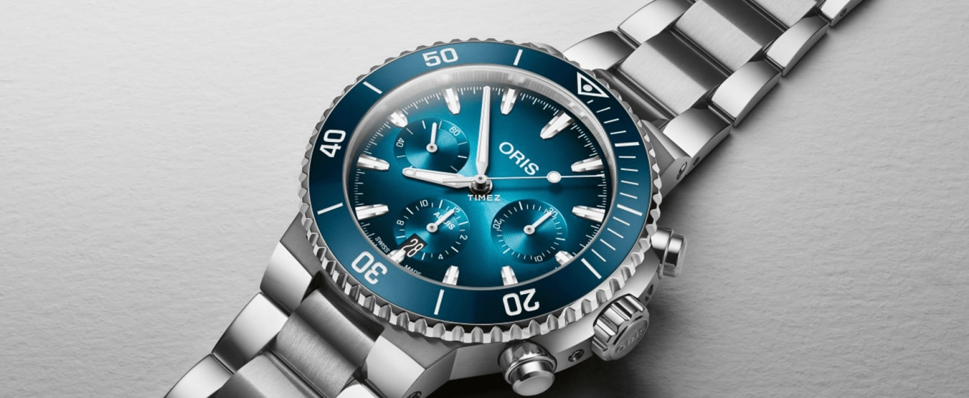 豪利时,Aquis 43.50毫米,43.50毫米,不锈钢,蓝色,自动上弦,计时,日历,01 771 7793 4155,01 771 7793 4155-07 8 23 01PEB