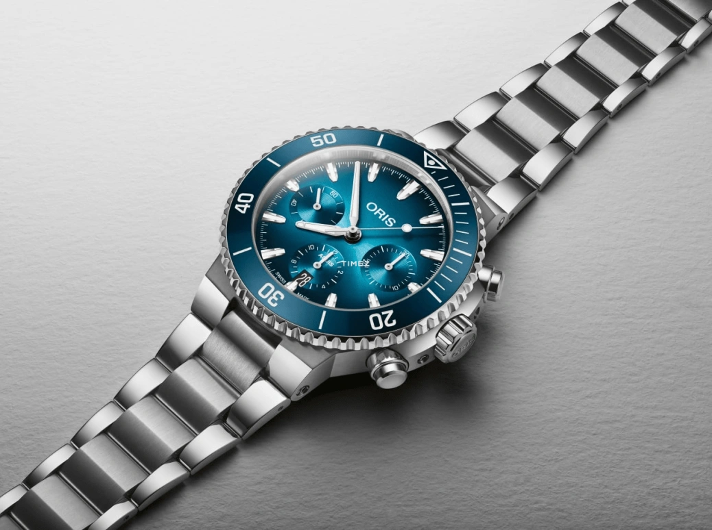 豪利时,Aquis 43.50毫米,43.50毫米,不锈钢,蓝色,自动上弦,计时,日历,01 771 7793 4155,01 771 7793 4155-07 8 23 01PEB