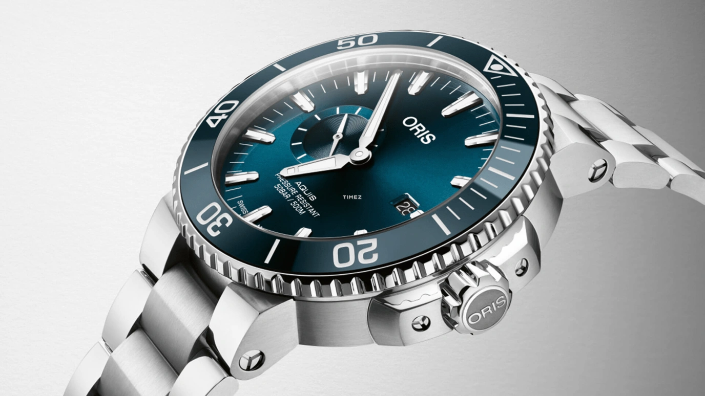 豪利时,Aquis 45.50毫米,45.50毫米,不锈钢,蓝色,自动上弦,日历,38小时,01 743 7733 4155,01 743 7733 4155-07 8 24 05PEB
