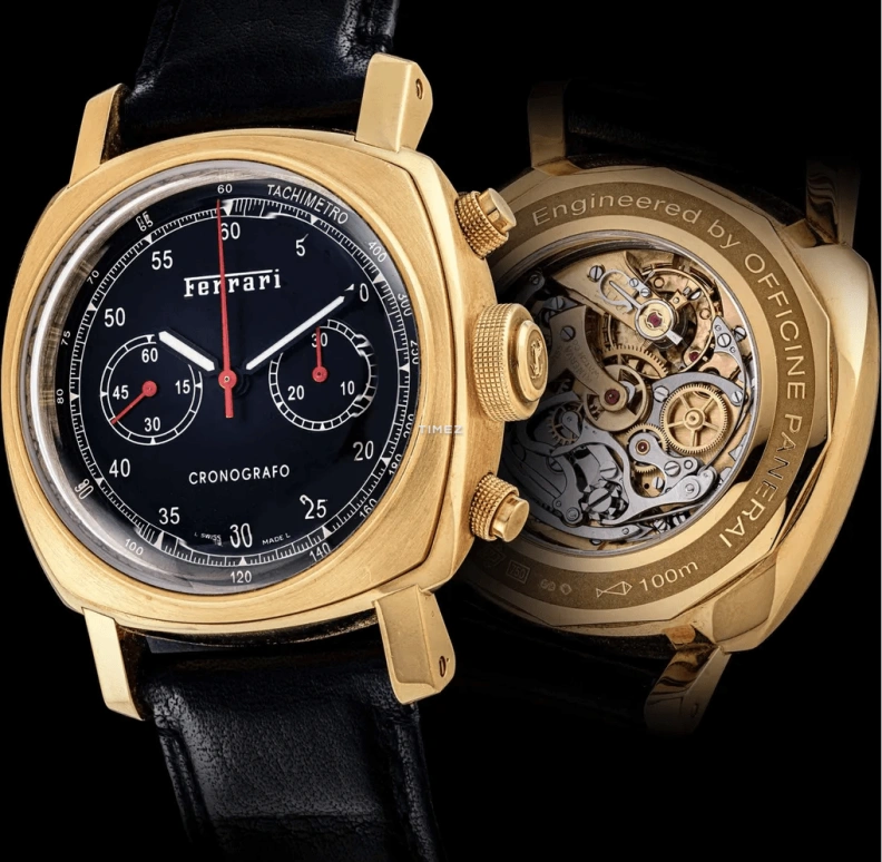 Panerai,Ferrari 45mm,45mm,Pink Gold,Black,Handwound,Chronograph,42hours,FER00024