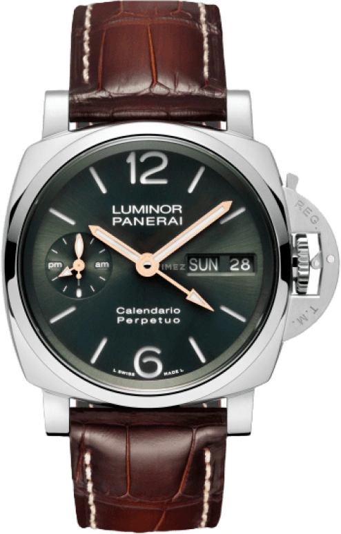 Panerai,Luminor 1950 44mm,44mm,Platinum,Green,Automatic,Perpetual Calendar,Leap Year,Month,Date,72hours,In-house Caliber,PAM00715