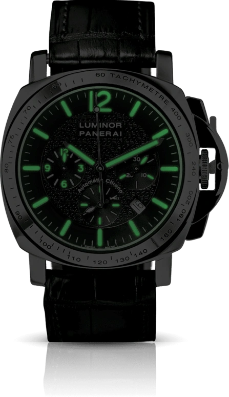 Panerai,Luminor 40mm,40mm,White Gold,Black,Automatic,Chronograph,Day,PAM00045