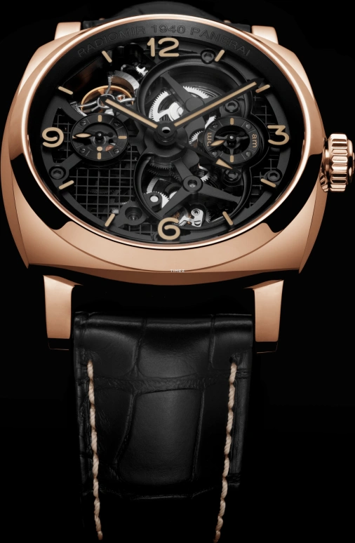 Panerai,Radiomir 1940 48mm,48mm,Red Gold,Skeleton,Handwound,Power Reserve Indicator,Dule Time,Tourbillon,144hours,In-house Caliber,PAM00559