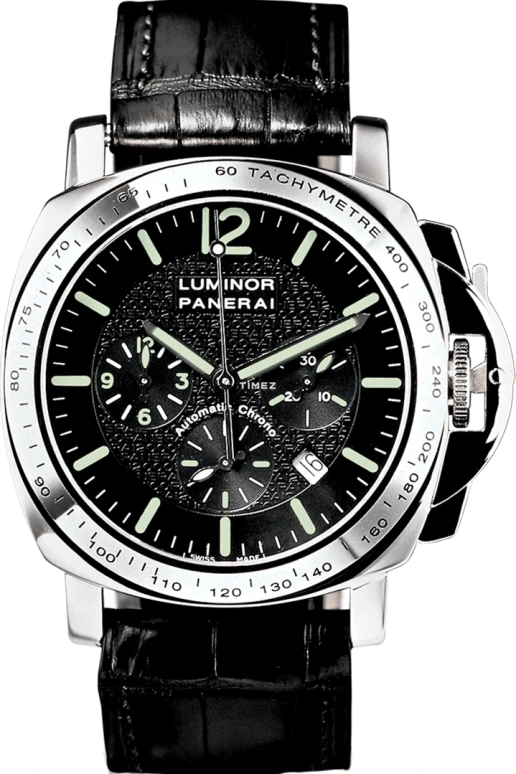 Panerai,Luminor 40mm,40mm,White Gold,Black,Automatic,Chronograph,Day,PAM00045