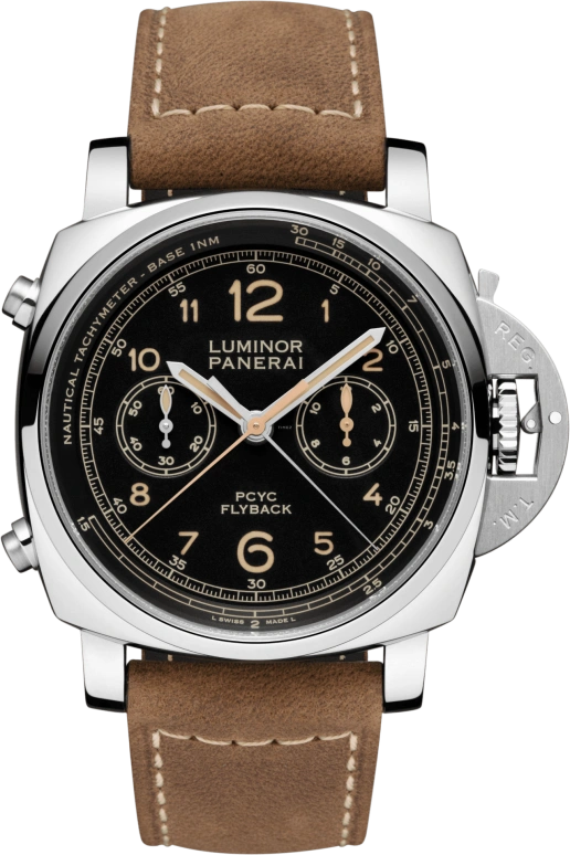 Panerai,Luminor 1950 44mm,44mm,Stainless Steel,Black,Automatic,Chronograph,Date,Flyback,Column Wheel,72hours,In-house Caliber,PAM00653