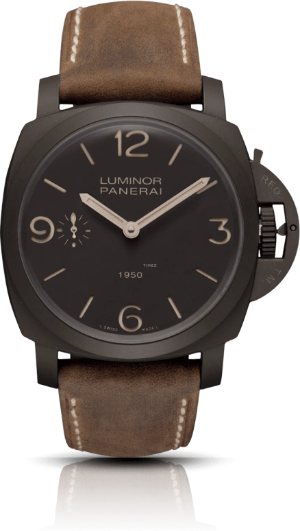 Panerai,Luminor 1950 47mm,47mm,Composite,Brown,Handwound,72hours,In-house Caliber,PAM00375