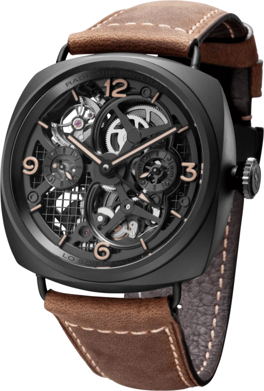 Panerai,Radiomir 48mm,48mm,Ceramic,Skeleton,Handwound,Power Reserve Indicator,Dule Time,Tourbillon,144hours,In-house Caliber,PAM00348