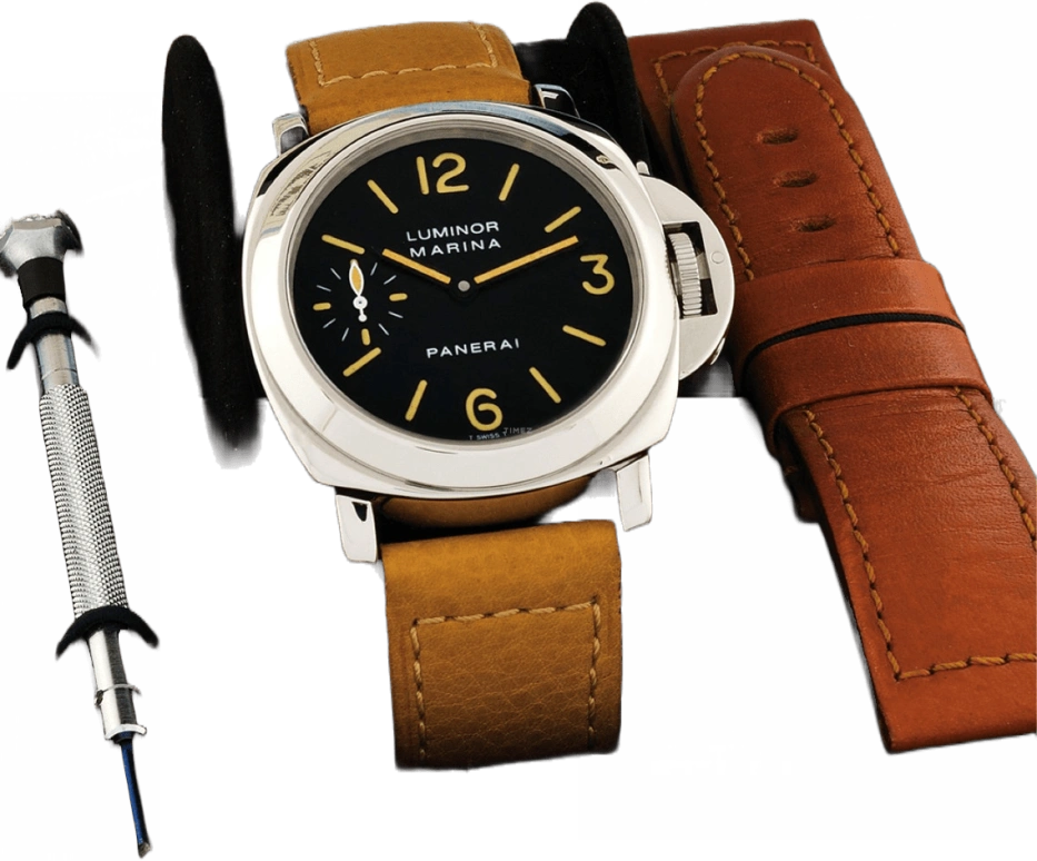 Panerai,Luminor 44mm,44mm,Stainless Steel,Black,Handwound,Chronograph,Day,PAM00001