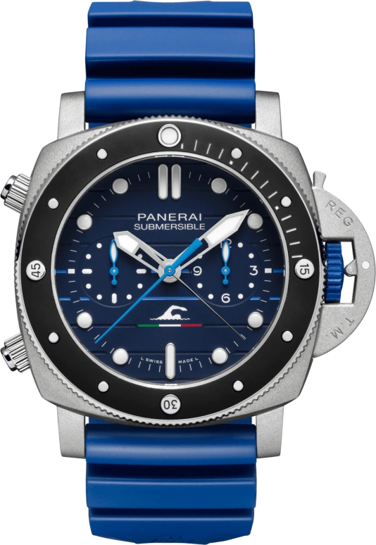 Panerai,Submersible 47mm,47mm,Titanium,Ceramic,Blue,Automatic,Chronograph,Flyback,Rattrapante,PAM01163