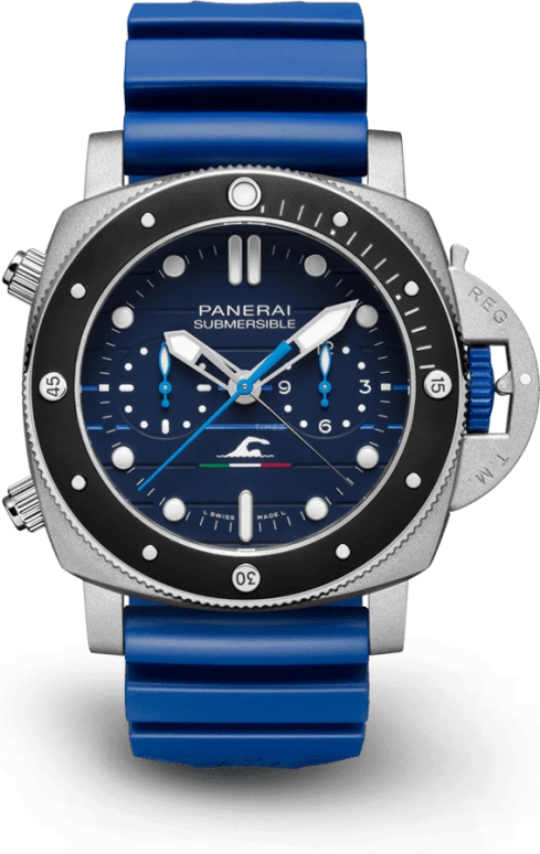 Panerai,Submersible 47mm,47mm,Titanium,Ceramic,Blue,Automatic,Chronograph,Flyback,Rattrapante,PAM01163