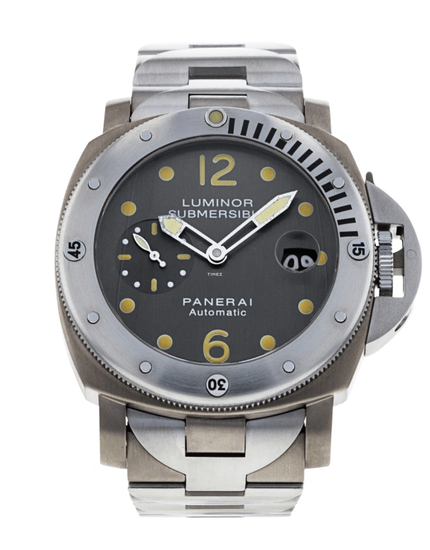 Panerai,Submersible 44mm,44mm,Titanium,Stainless Steel,Blue,Automatic,Day,42hours,PAM00106