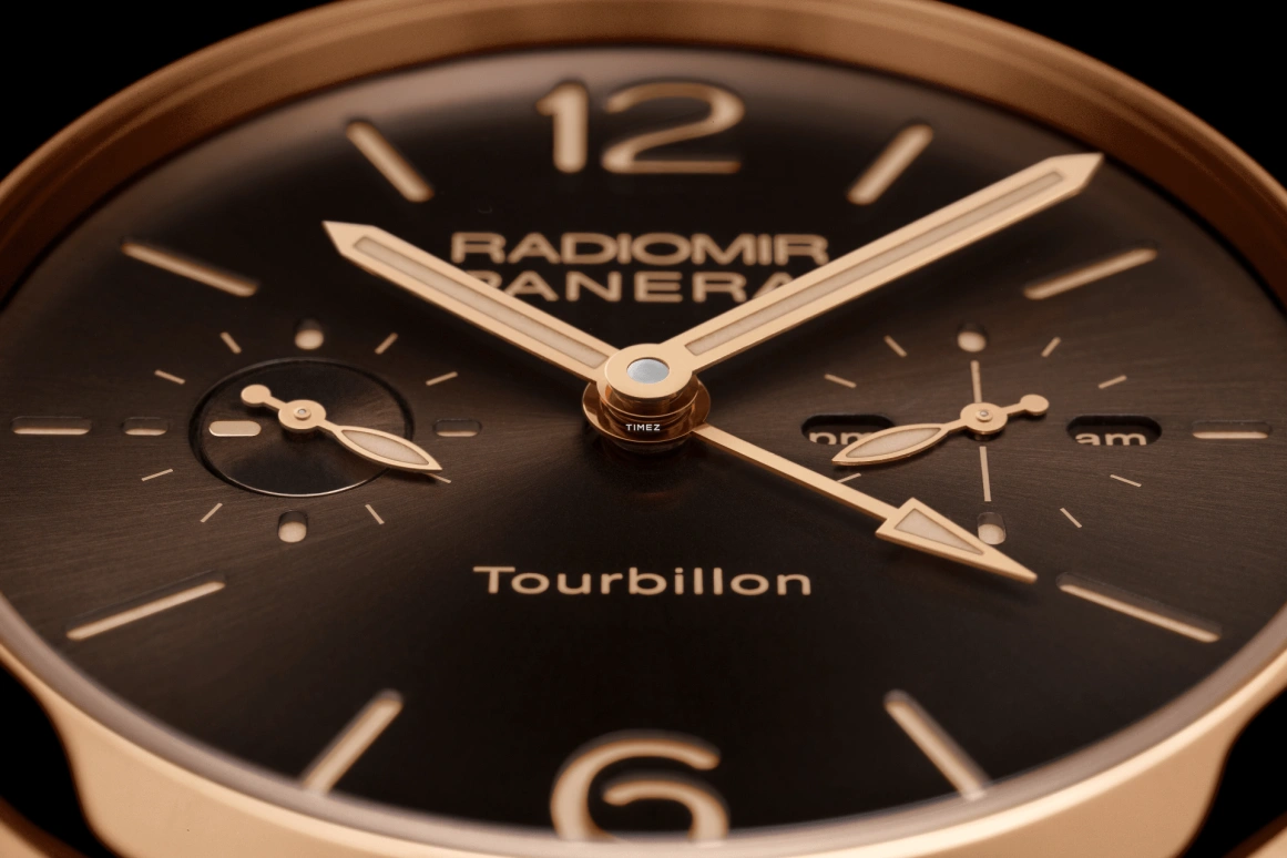 Panerai,Radiomir 1940 48mm,48mm,Red Gold,Brown,Handwound,Power Reserve Indicator,Dule Time,Tourbillon,PAM00558