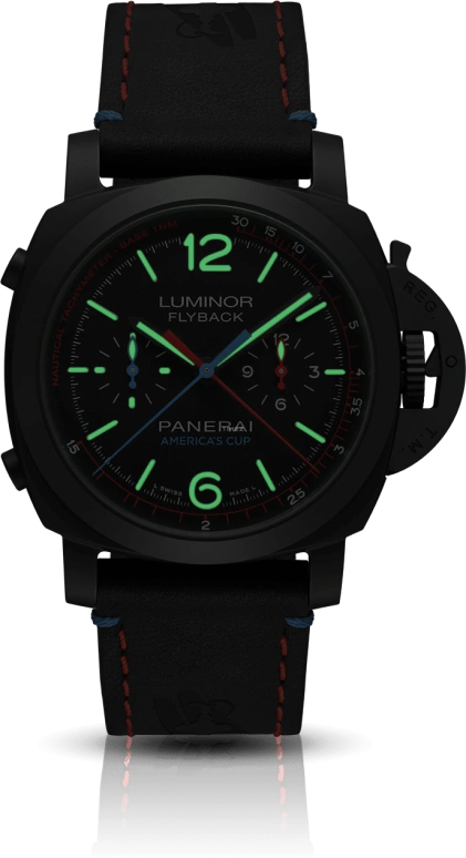 Panerai,Luminor 1950 44mm,44mm,Titanium,Ceramic,Black,Automatic,Chronograph,Date,Flyback,Column Wheel,72hours,In-house Caliber,PAM00725