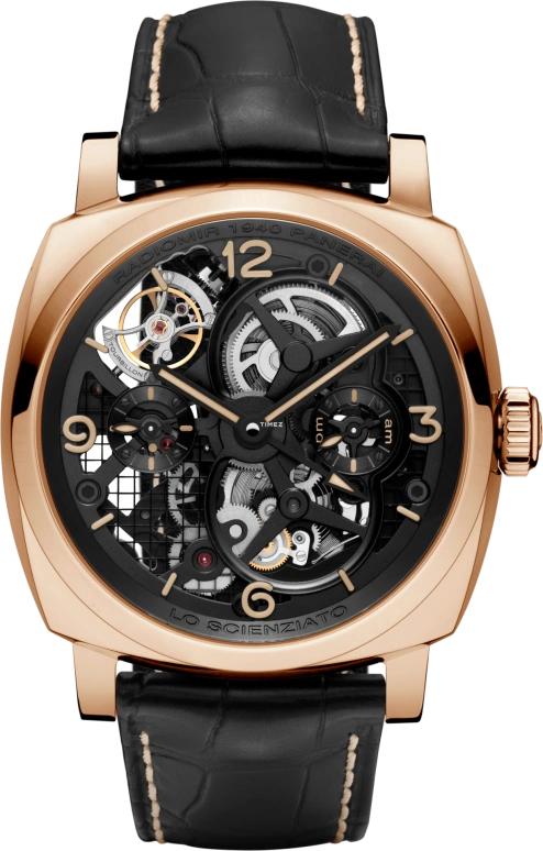 Panerai,Radiomir 1940 48mm,48mm,Red Gold,Skeleton,Handwound,Power Reserve Indicator,Dule Time,Tourbillon,144hours,In-house Caliber,PAM00559