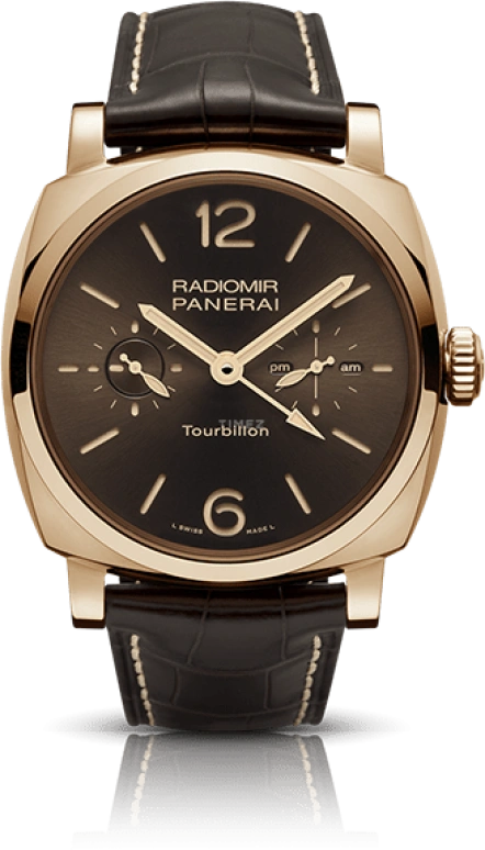 Panerai,Radiomir 1940 48mm,48mm,Red Gold,Brown,Handwound,Power Reserve Indicator,Dule Time,Tourbillon,PAM00558