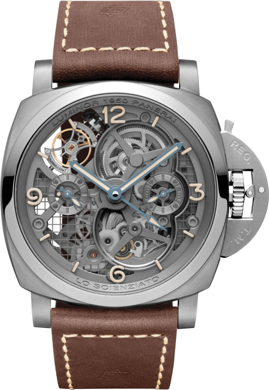 Panerai,Luminor 1950 48mm,48mm,Titanium,Skeleton,Handwound,Power Reserve Indicator,Dule Time,Tourbillon,PAM00578