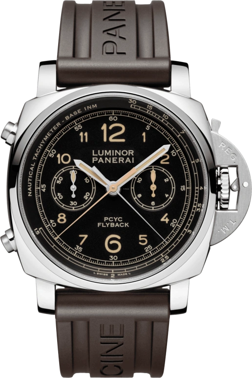 Panerai,Luminor 1950 44mm,44mm,Stainless Steel,Black,Automatic,Chronograph,Date,Flyback,Column Wheel,72hours,In-house Caliber,PAM00653