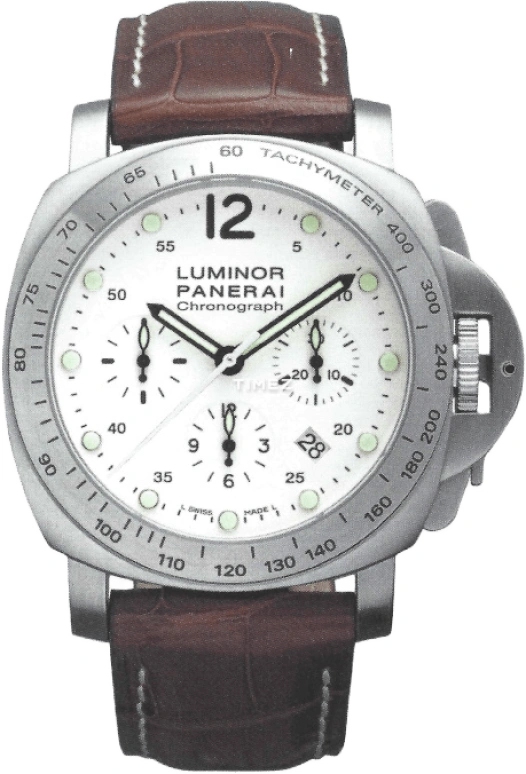 Panerai,Luminor 44mm,44mm,Stainless Steel,White,Handwound,Chronograph,Day,PAM00303