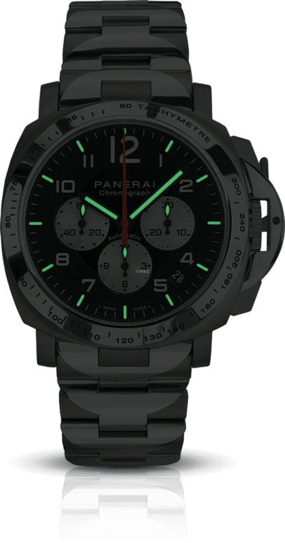 Panerai,Luminor 40mm,40mm,Titanium,Stainless Steel,Black,Automatic,Chronograph,Day,Column Wheel,PAM00108