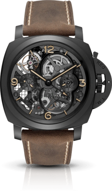 Panerai,Luminor 1950 48mm,48mm,Titanium,Ceramic,Skeleton,Handwound,Day,Power Reserve Indicator,Tourbillon Escapement,PAM00528