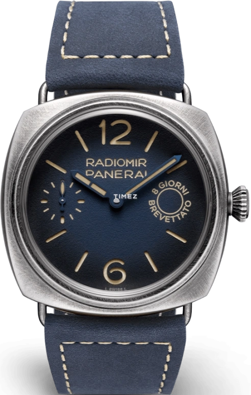 沛纳海,镭得米尔 45毫米,45毫米,eSteel™ 钢,渐变色,夜光,蓝色,手动上弦,192小时,自制机芯,PAM01348