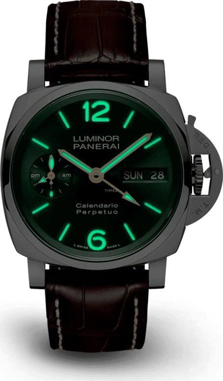 Panerai,Luminor 1950 44mm,44mm,Platinum,Green,Automatic,Perpetual Calendar,Leap Year,Month,Date,72hours,In-house Caliber,PAM00715